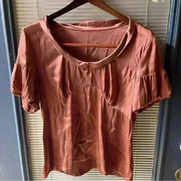 Silk 94% brown blouse excellent condition tag removed - Picture 1 of 5